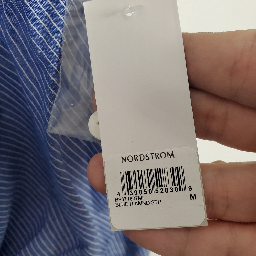 BP NWT blue pinstripe knot front top - Picture 4 of 6